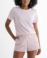 Skimming Novelty Button Crew Neck Tee Pink Women's L