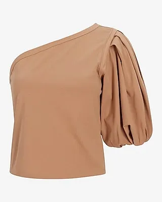 Skimming One Shoulder Puff Sleeve Tee Women