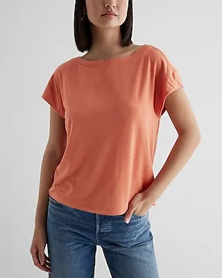 Supersoft Linen-Blend Skimming Boat Neck Tee