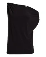 Relaxed Twisted Asymmetrical One Shoulder Top Black Women's M