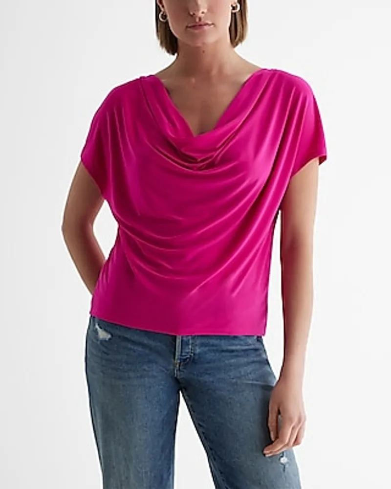 Draped Cowl Neck Short Sleeve Tee Women's