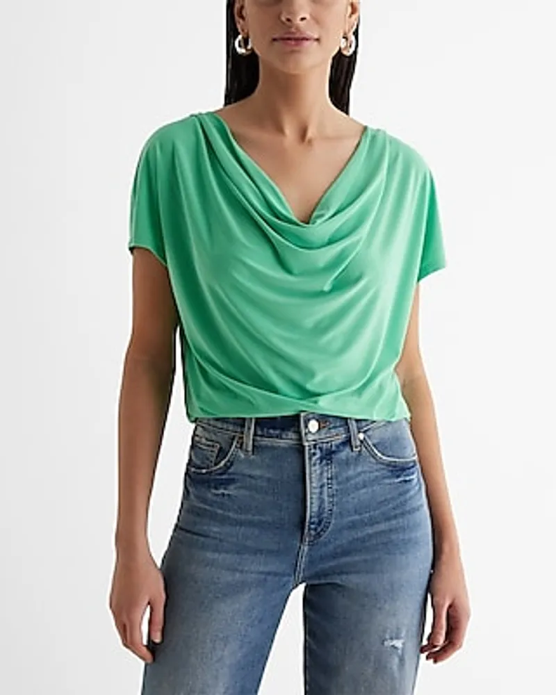 Draped Cowl Neck Short Sleeve Tee Women's