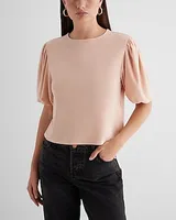 Skimming Crew Neck Puff Sleeve Boxy Tee