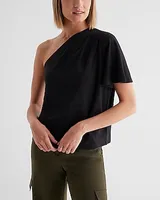 Skimming Pleated One Shoulder Tee