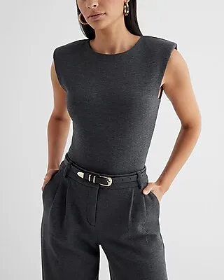 Body Contour Luxe Lounge Padded Shoulder Bodysuit Gray Women's XS