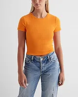 Supersoft Fitted Ribbed Crew Neck Crop Top