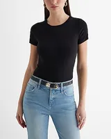 Ribbed Crew Neck Short Sleeve Bodysuit