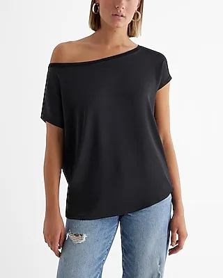 Satin Front Off The Shoulder Short Sleeve London Tee Women