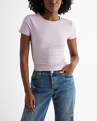 Supersoft Shine Fitted Ribbed Crew Neck Tee Pink Women's