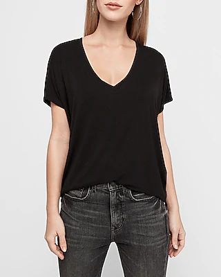 Casual Relaxed V-Neck Short Sleeve London Tee Women's