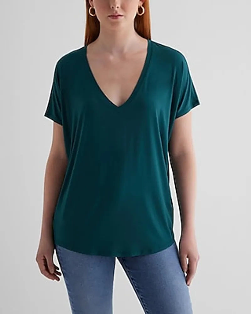 Casual Relaxed V-Neck Short Sleeve London Tee Women's