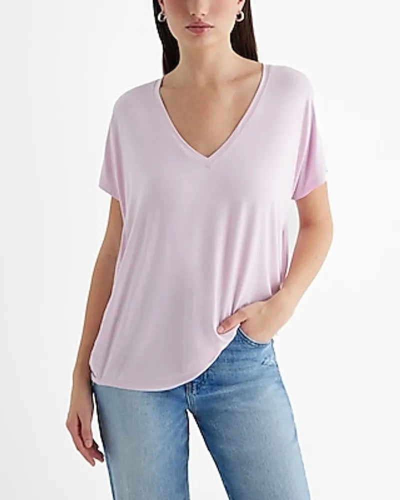 Casual Relaxed V-Neck Short Sleeve London Tee Women's