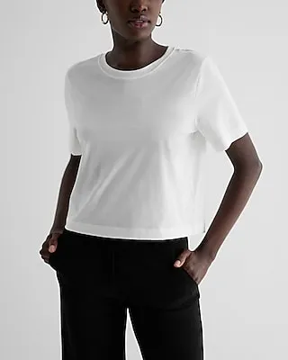 Relaxed Crew Neck Boxy Crop Top Women's