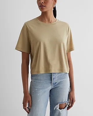 Relaxed Crew Neck Boxy Crop Top Women's XL