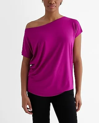 Relaxed Shine Off The Shoulder Short Sleeve London Tee Pink Women's XS