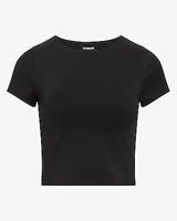 Body Contour High Compression Matte 90's Crop Top Black Women's XS