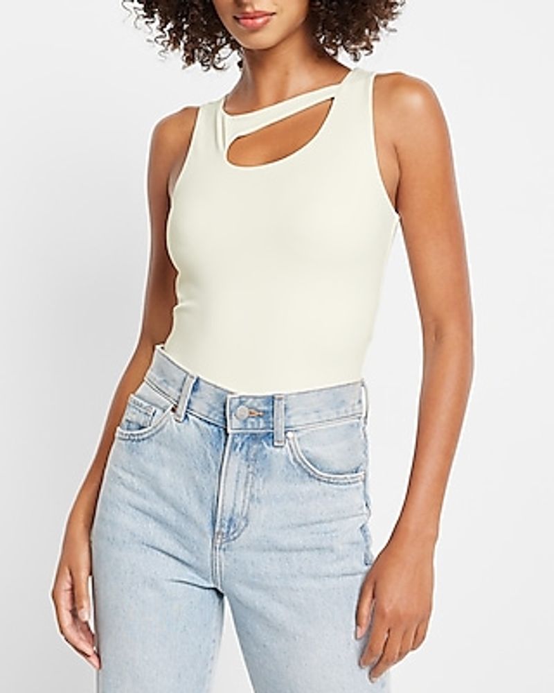Express Body Contour High Compression Square Neck Crop Top With