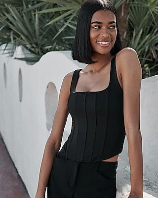 Body Contour High Compression Corset Crop Top Black Women's M