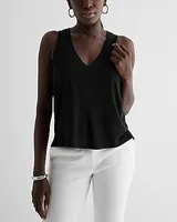 Supersoft Linen-Blend Skimming V-Neck Tank Women