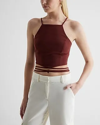 Body Contour Textured Strappy Tie Crop Top Women's