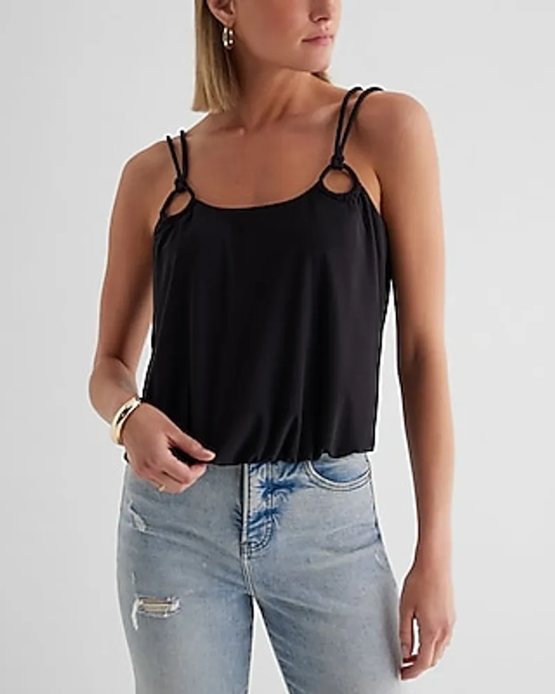 Skimming Scoop Neck Double Strap Loop Tank Women