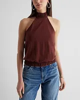 Halter Neck Elastic Tank Brown Women's XS