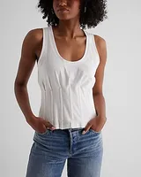 Scoop Neck Corset Tank White Women's XS