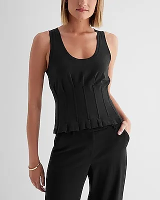 Scoop Neck Corset Tank Black Women's XS