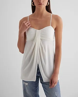 Sweetheart Neckline Draped Babydoll Cami White Women's M