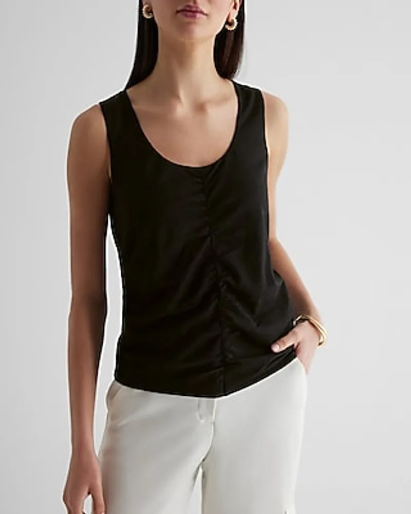 Skimming Scoop Neck Ruched Tank