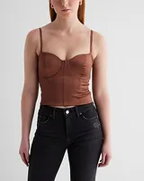 Body Contour Satin Corset Cami With Bra Cups Brown Women's S