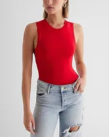 Supersoft Fitted High Neck Sleeveless Bodysuit Red Women's