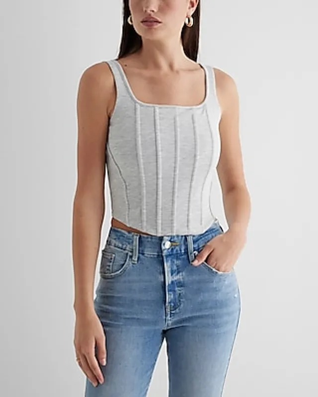 Express Body Contour Faux Leather Corset Crop Top Women's