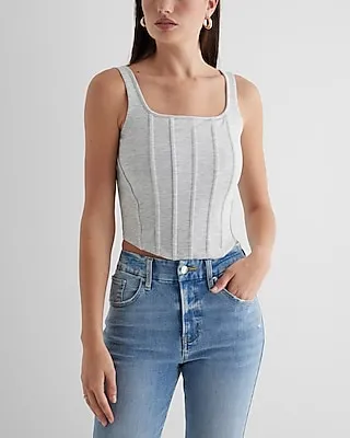 Body Contour Luxe Lounge Corset Crop Top Gray Women's S