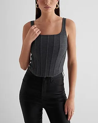 Body Contour Luxe Lounge Corset Crop Top Gray Women's