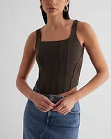 Body Contour Luxe Lounge Corset Crop Top Brown Women's XS