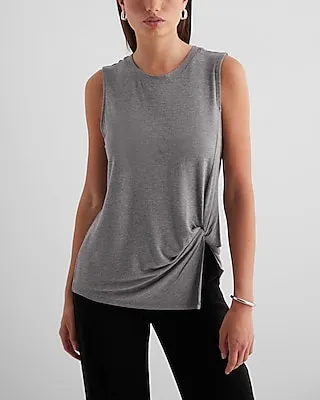 Supersoft Relaxed Crew Neck Twist Front Tank