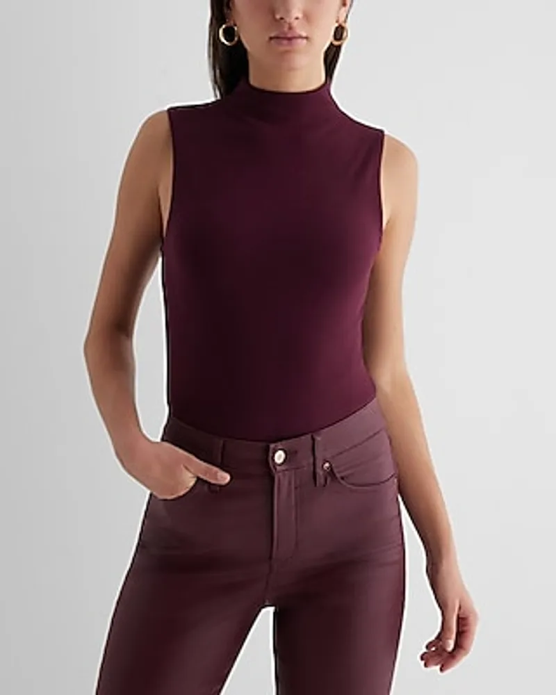 Sleeveless Mock Neck Bodycon Comfy Bodysuit