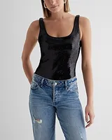 Body Contour Sequin Scoop Neck Bodysuit Women's