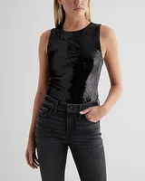 Body Contour Sequin Crew Neck Bodysuit