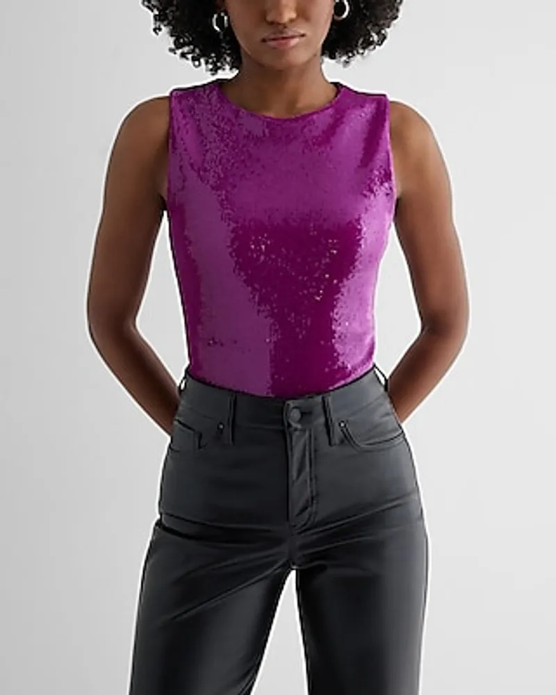 Body Contour Sequin Crew Neck Bodysuit Women's