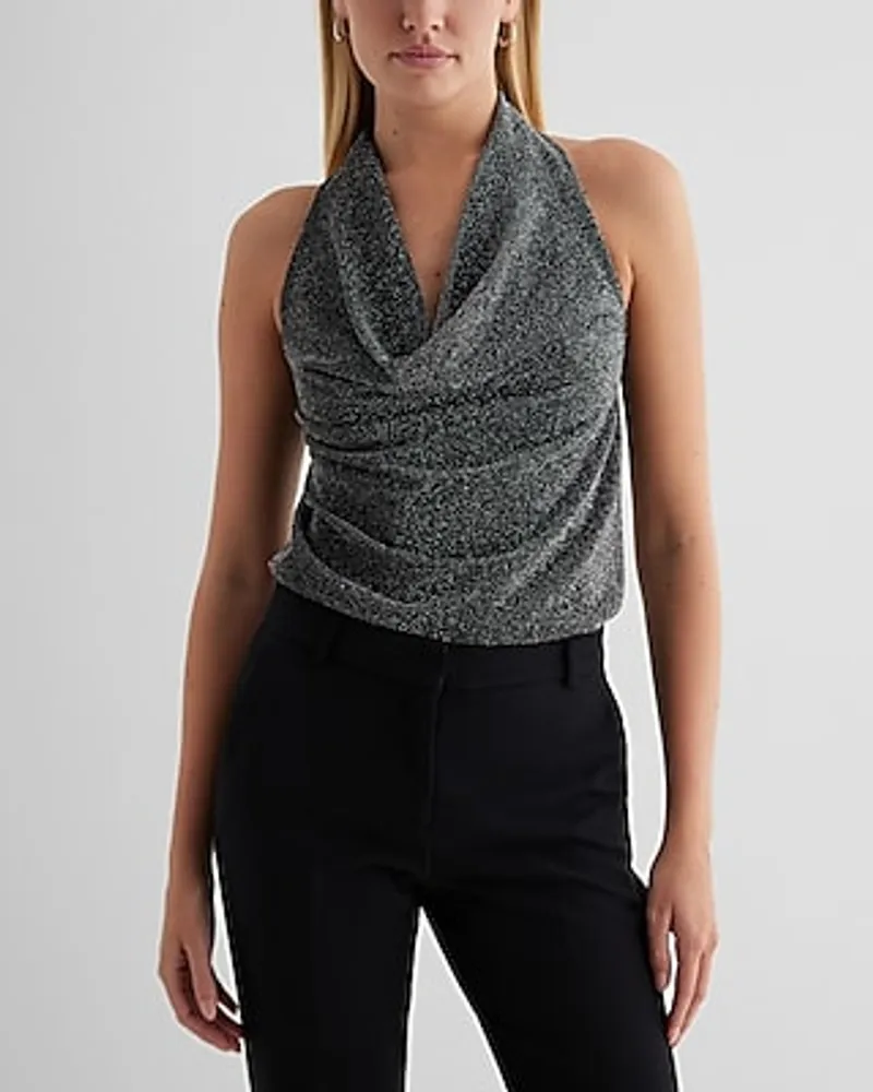 Shine Draped Cowl Halter Neck Tank Women