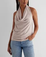 Shine Draped Cowl Halter Neck Tank Purple Women's L