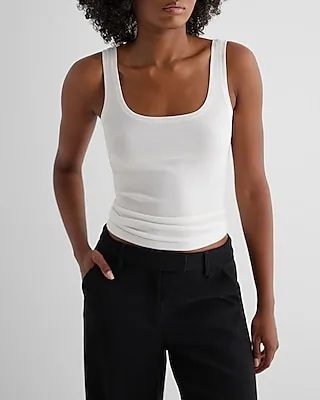 Supersoft Fitted Ribbed Scoop Neck Tank White Women's L