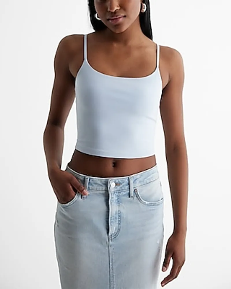 Body Contour Stretch Cotton Scoop Neck Crop Top Women's