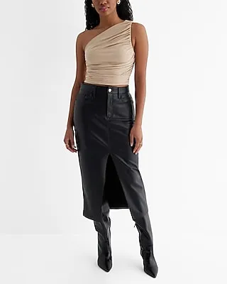 Fitted One Shoulder Ruched Crop Top