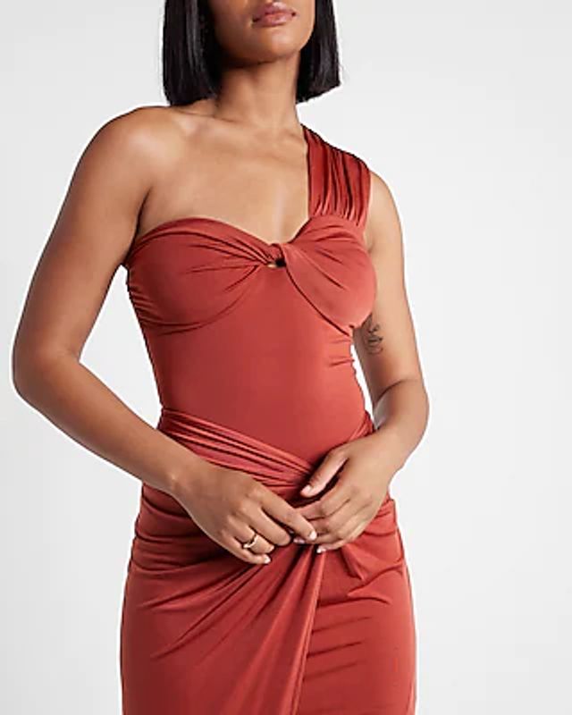 Express Bodycon Compression Silky Twisted One Shoulder Thong