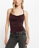 Body Contour Compression Silky Halter Cowl Neck Pleated Cami