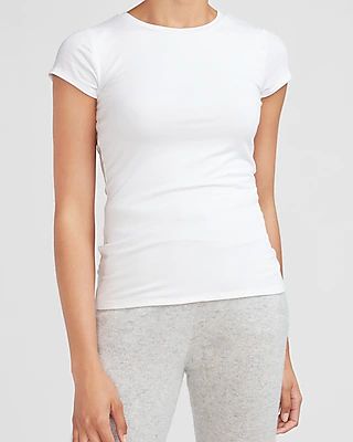 Fitted Double Layer Crew Neck Tee White Women's XS