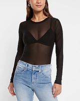 Mesh Crew Neck Long Sleeve Bodysuit Women